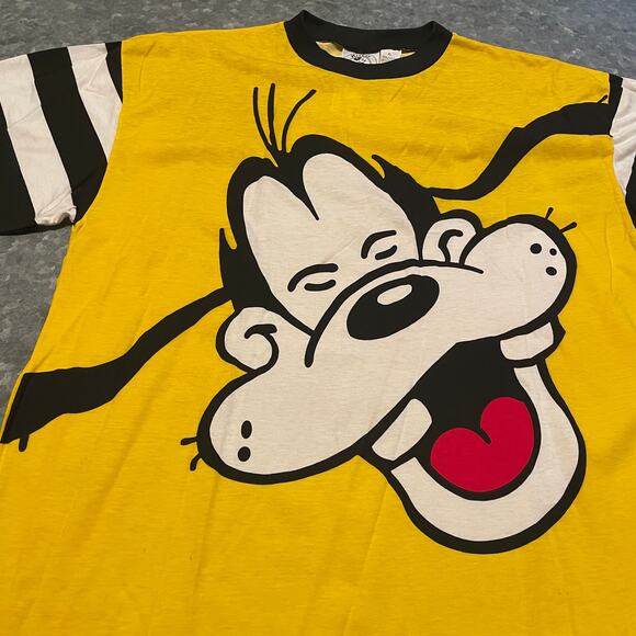 NWT NOS Vintage GOOFY Walt Disney Mickey Co Tee Shirt Mens XL Cotton Yellow 90s - Picture 2 of 13